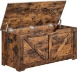 Brius Banca depozitare tip cufar 2 balamale siguranta stil hambar, 40x100x46 cm, maxim 100 kg, maro rustic (EZ-LSB060T01)
