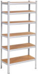 Brius Raft metalic depozitare 6 polite aluminiu mdf 900 kg maxim, 225x110x50 cm, reglabil, argintiu (HA-5213) Raft