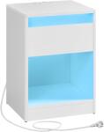 Brius noptiera cu iluminare LED reglabila, 35x40x55 cm, 2 sertare, raft deschis, MDF si PAL, alb (EZ-LET618T15)