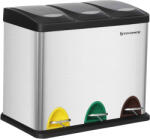 Brius Cos gunoi inox 3 compartimente colectare selectiva 3x8l, 47x28x40 cm, pedala, argintiu negru (EZ-LTB24L) Cos de gunoi
