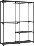 Brius Dulap de haine portabil, cu 3 bare de agatat si rafturi, 138x43x182 cm, negru (EZ-RYG025B02) Garderoba
