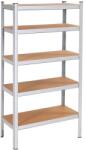 Brius Raft metalic depozitare 5 polite aluminiu mdf 1000 kg maxim, 180x100x60 cm, reglabil, argintiu (HA-5212) Raft