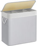 Brius Cos de rufe din bambus, pliabil, cu captuseala detasabila lavabila, 3 compartimente, 150L, 60x40x62cm, gri (EZ-LCB091G01)