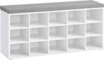Brius Banca pentru hol cu suport pentru pantofi, 15 compartimente, cu perna, 30x105x48cm, alb (EZ-LHS15WT) Pantofar