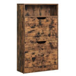 Brius Dulap pantofi cu 2 usi flip, separator reglabil si detasabil, pentru 8-12 perechi, 24x60x102cm, maro rustic (EZ-LBC040X01) Pantofar