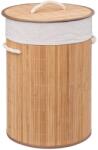Brius Cos rufe rotund bambus cu capac, 48 litri, 35x50 cm, design compact, natur (JJ-174780)