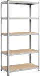Brius Raft de depozitare metalic, cu rafturi din MDF, 5 polite, max. 600 kg, 200x100x50cm, argintiu (EZ-GLR050E01) Raft