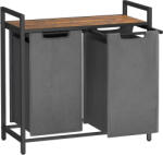 Brius Cos de rufe, 2 compartimente, saci de rufe detasabili, raft, cadru metalic, 2x46L, 73x33x72 cm, maro rustic si gri (EZ-BLH201G01)