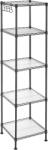 Brius Raft metalic 5 niveluri rafturi ajustabile carlige otel plastic, 30x30x124 cm, compact, negru (EZ-LGR23BK) Raft