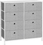 Brius Comoda 8 sertare textile cadru metalic blat mdf modern, 80x30x81 cm, design luminos, gri alb (EZ-LTS24W) Comoda