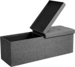Brius Taburet pliabil cu sezut moale, spatiu de depozitare 120litri, maxim 300kg, 110x38x38cm, gri (EZ-LSF76GYZ)
