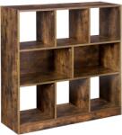 Brius Biblioteca, raft cu 8 unitati de depozitare, pentru living, din lemn, 97x30x100cm, maro rustic (EZ-LBC52BX) Raft