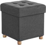 Brius Taburet pliabil cu sezut moale, spatiu de depozitare, maxim 300kg, 38x38x40cm, gri (EZ-LSF14GYZ)