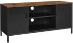 Brius Comoda tv 3 rafturi reglabile 2 usi pal otel vintage, 120x40x55 cm, pana la 55 inch, maro negru mat (EZ-LTS103B01) Comoda