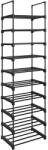 Brius Raft de depozitare pantofi pe 10 niveluri, metal, instalare modulara, 30x45x174cm, negru (EZ-LSA25BK) Pantofar