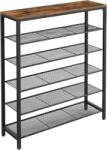 Brius Etajera pantofi 5 rafturi polita superioara pal otel, 100x30x110 cm, stil industrial, maro rustic (EZ-LBS016B01) Pantofar