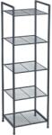 Brius Etajera metalica 5 niveluri, raft ajustabil, pentru baie, bucatarie sau living, 38x30x128 cm, negru (EZ-BSC35BK)