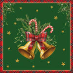 Ambiente Scottish bells green papírszalvéta 33x33cm, 20db-os (33320036)