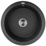 Laveo DAFNE fekete egykör szemcsés mosogató, helytakarékos szifonnal (SRD_788Y) - mosibolt