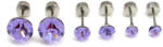 Trium Shine fülbevaló szett - violet (bepattintós) 8 mm, 5 mm, 4 mm (2025100617)