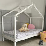 TODI Házikóágy 180×90 cm, long tetővel, leesésgátló és ágyneműtartó nélkül, fehér színben