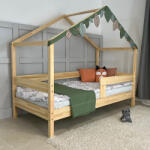 TODI Házikóágy 180×90 cm, long tetővel, classic leesésgátlóval, ágyneműtartó nélkül, lakkozott fenyő színben