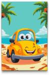  Festés számok szerint - Sárga autó a strandon Méret: 40x60cm, Keretezés: Kartonlemezen