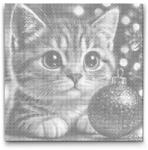  PontPöttyöző - Karácsonyi cica Méret: 50x50cm, Keretezés: Kartonlemezen, Szín: Piros