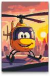  Festés számok szerint - Sárga helikopter gyerekeknek Méret: 40x60cm, Keretezés: Műanyagtáblával
