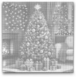  PontPöttyöző - Karácsonyfa ajándékokkal Méret: 50x50cm, Keretezés: Kartonlemezen, Szín: Kék