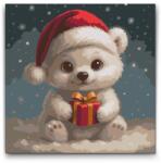  Festés számok szerint - Karácsonyi jegesmedve Méret: 50x50cm, Keretezés: Keret nélkül (csak a vászon)