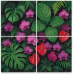  Festés számok szerint - Beltéri növények kompozíciója (4 darab vászonkép) Méret: 50x50cm (4db), Keretezés: Kartonlemezen