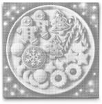  PontPöttyöző - Egy tányér tele süteménnyel Méret: 50x50cm, Keretezés: Kartonlemezen, Szín: Fekete