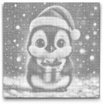  PontPöttyöző - Karácsonyi pingvin Méret: 50x50cm, Keretezés: Keret nélkül (csak a vászon), Szín: Kék