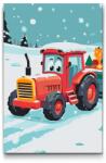  Festés számok szerint - Gyerek traktor télen Méret: 40x60cm, Keretezés: Kartonlemezen