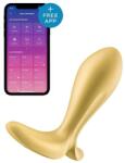 Satisfyer Dop Anal cu Vibratii Intensity Plug, Free App, Control Bluetooth, Silicon, USB, Galben, 11.3 cm