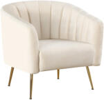 TEMPO KONDELA Design fotel, bézs Velvet szövet/gold króm-arany, BAGY - pepita