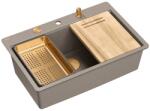 Quadron Statie de lucru incastrata Quadron Unique Marc 110 bej - cupru 1 cuva 75x49 cm (HQM7650U4_FM_PVDC1) Chiuveta