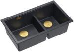Quadron Chiuveta compozit incastrata Quadron Logan 120 negru diamant - auriu 76x45 cm (HQL7645U8_PVDG1_I) Chiuveta