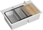 Quadron Statie de lucru incastrata Quadron Unique Marc 120 alb - inox 2 cuve 76x50 cm (HQC7650U1_BS) Chiuveta