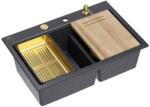 Quadron Statie de lucru incastrata Quadron Unique Marc 120 negru diamant - auriu 76x50 cm (HQC7650U8_PVDG1) Chiuveta
