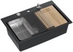Quadron Statie de lucru incastrata Quadron Unique Marc 110 negru carbon - inox 1 cuva 75x49 cm (HQM7650U7_FM_BS) Chiuveta