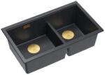 Quadron Chiuveta compozit sub blat Quadron Logan 120 negru diamant - auriu 76x45 cm (HQL7645U8_PVDG1_U) Chiuveta