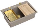 Quadron Statie de lucru incastrata Quadron Unique Marc 110 bej - auriu 1 cuva 75x49 cm (HQM7650U4_FM_PVDG1) Chiuveta