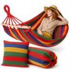 MTA Kerti Függőágy Kétszemélyes XXL Legnagyobb 290x150 Táska+párna 60 CM Fejpánt (NAJWIĘKSZY HAMAK XXL BRAZYLIJSKI WISZĄCY)