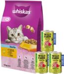 Whiskas WHISKAS Száraz macskatáp 1+ Steril csirkével 14kg + WILD FARM Premium Gabonamentes bárány és tonhal 3x400g - gabonamentes eledel sterilizált macskáknak