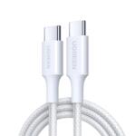 UGREEN CABLU alimentare si date Ugreen, L501, Fast Charging Data Cable pt. smartphone, USB Type-C la USB Type-C 60W / 3A, braided, 1m, alb 35254 (timbru verde 0.08 lei) (35254)