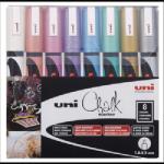 uni Folyékony krétamarkerkészlet 8db/csomag UNI PWE-5M 1, 8-2, 5mm hegy fehér, ezüst, arany + metál színek