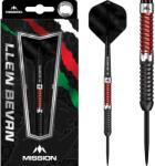 Mission Darts dart szett steel Mission Llew Bevan Black Red Electro 23gr, 90% gravírozott