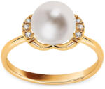 Heratis Forever Elegáns gyöngygyűrű gyémántokkal, sárga arany FLBR019